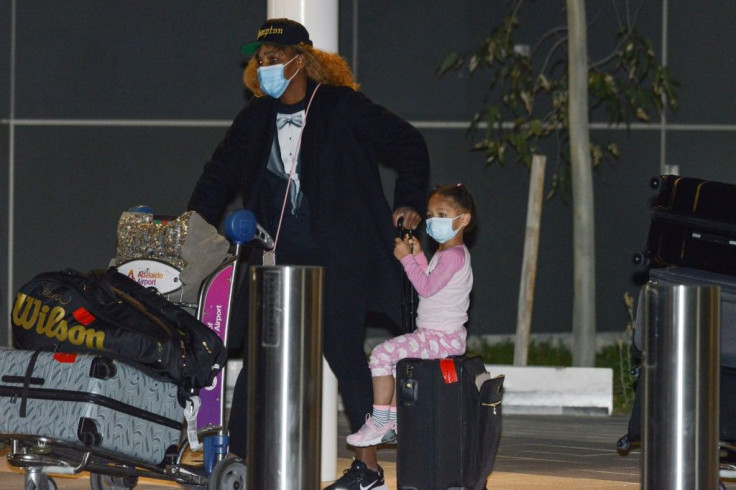 Serena Williams and her daughter arrive in Adelaide where they, along with other superstars such as Naomi Osaka, Novak Djokovic and Rafael Nadal, have been allowed to quarantine ahead of the Australian Open