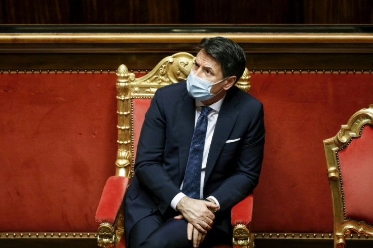 Italian Prime Minister Giuseppe Conte survived by securing the backing of the Senate, by 156 votes to 140, but still short of an overall majority