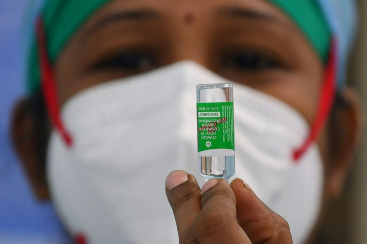 A nurse holds a vial of Covishield, AstraZeneca's coronavirus vaccine made by India's Serum Institute