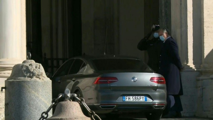 IMAGES Italian PM Giuseppe Conte arrives at the presidential palace, the Quirinale, to resign.