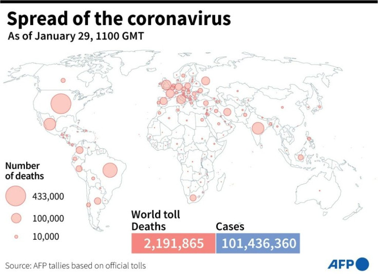 Official number of global coronavirus deaths as at 1100 GMT on January 29.