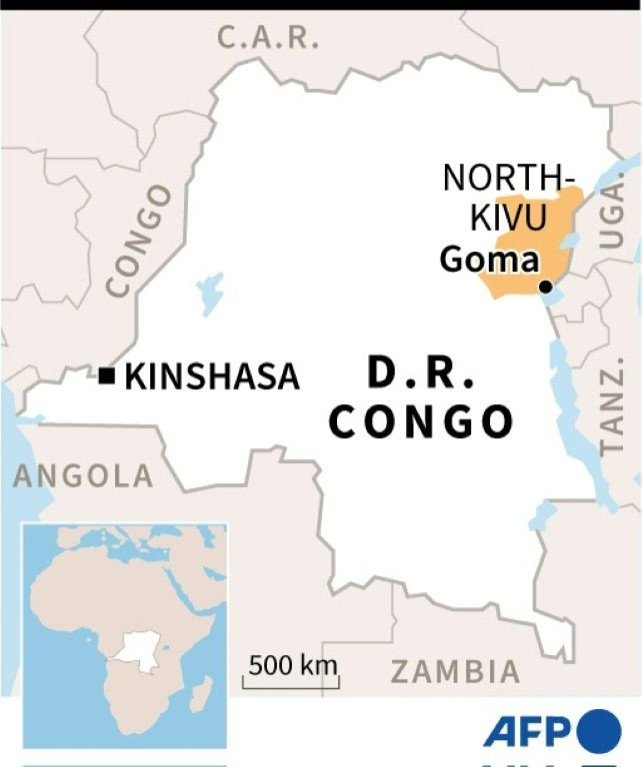 Map of DR Congo locating Goma