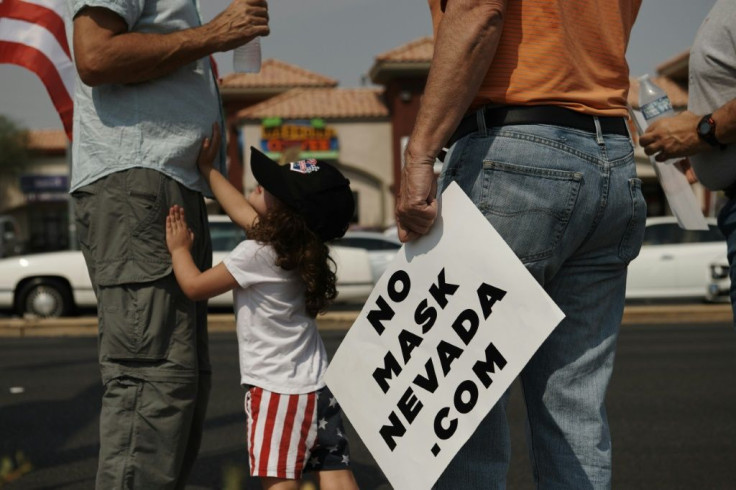 A protest against masks in Las Vegas on 22 August  2020
