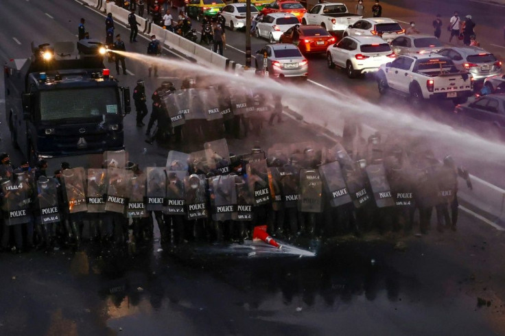 Police used water cannon and tear gas in an attempt to disperse the crowd