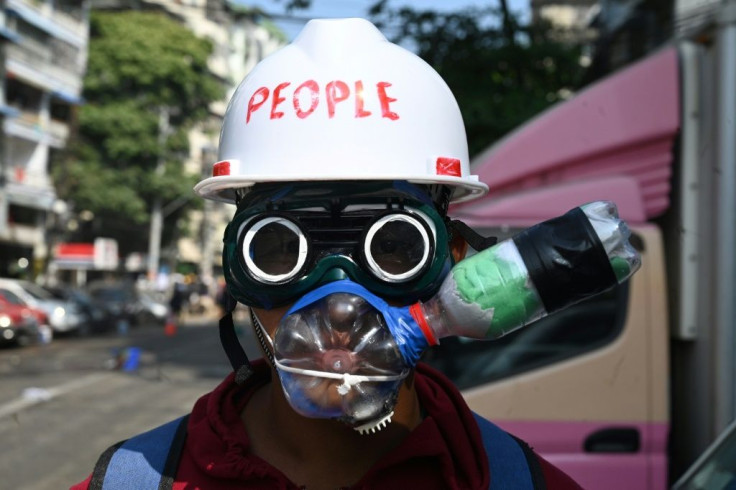 Unarmed protesters have been making their own protective equipment