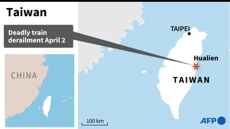 Map of Taiwan, locating deadly train derailment on Friday.
