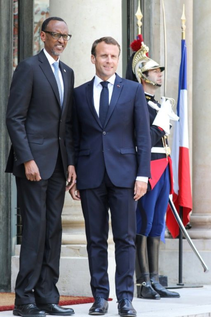 French President Emmanuel Macron welcomed Rwandan President Paul Kagame to Paris in May 2018 -- a visit that was a major step on the road to better ties
