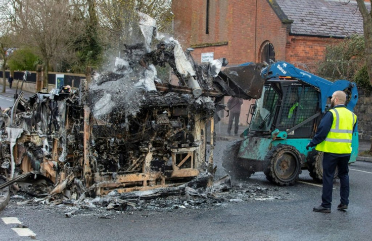 A bus was firebombed in Belfast