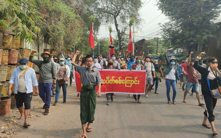 Protesters march against the junta in Mandalay