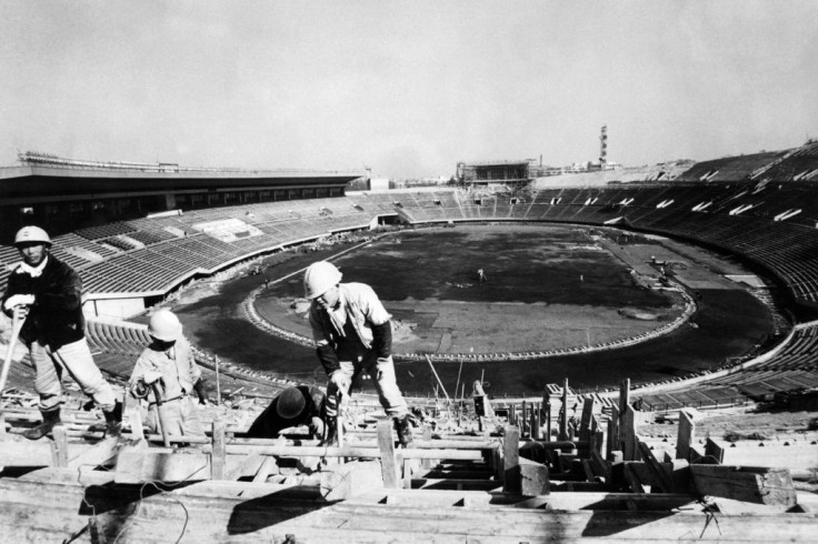 Tokyo's 1964 Olympic stadium under construction