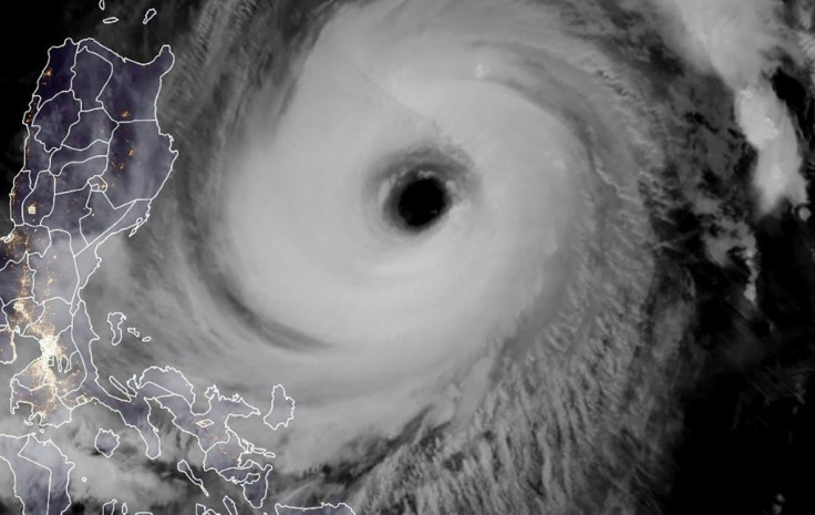 A satellite image shows Typhoon Surigae off the eastern coast of the Philippines on Tuesday