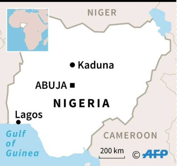 A map of Nigeria locating Kaduna, where a university was attacked