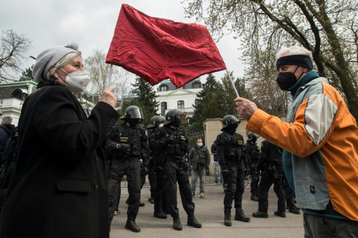 The Czech accusations against Moscow led to protests ouside Russia's Prague embassy over the weekend