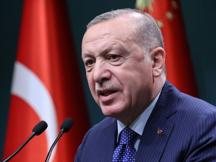 Turkish President Recep Tayyip Erdogan delivers a speech on April 5, 2021