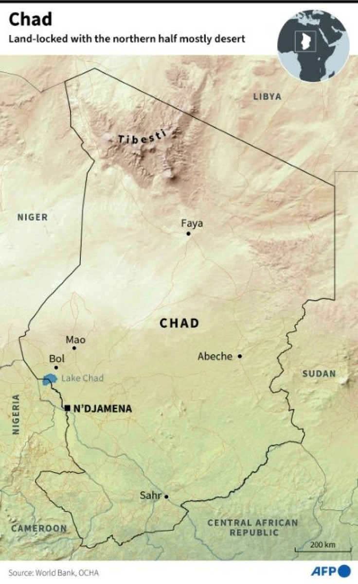 Map of Chad in Africa