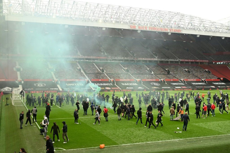 The fans' protest meant Manchester United's match with Liverpool had to be postponed