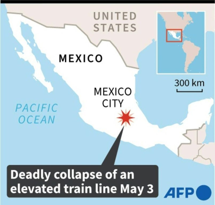 Map locating Mexico City, where a section of elevated metro tracks collapsed on Monday, causing deaths and injuries.
