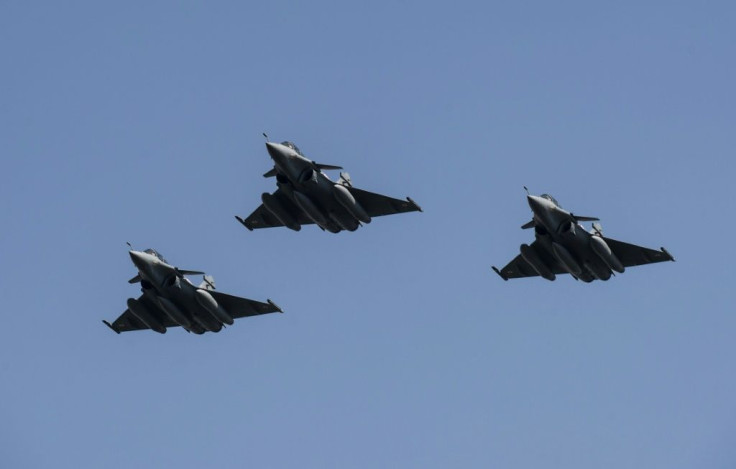 Egypt shows off three Rafale fighter jets newly delivered in 2015 under a previous deal with French defence firm Dassault Aviation