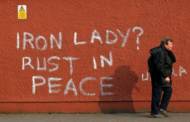 Graffiti on a Belfast wall after the death of "Iron Lady" Margaret Thatcher in 2013