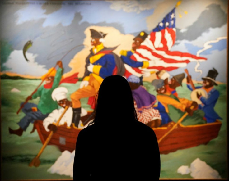 Sotheby's is auctioning Robert Colescott's "George Washington Carver Crossing the Delaware: Page from an American History Textbook"