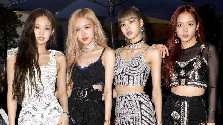 INDIO, CA - APRIL 12: (EDITORS NOTE: Retransmission with alternate crop.) (L-R) Jennie Kim, RosÃ©, Lisa and Jisoo of 'BLACKPINK' are seen at the YouTube Music Artist Lounge at Coachella 2019 on April 12, 2019 in Indio, California.