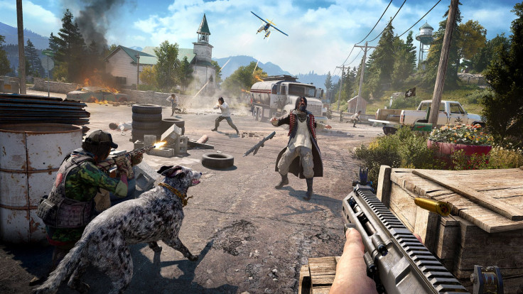 A typical example of the kind of rural American chaos players will find in 'Far Cry 5.' The game launched on March 27, 2018.