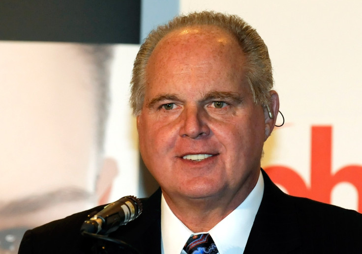 In this photo, Radio talk show host and conservative commentator Rush Limbaugh speaks during a news conference for judges at the Planet Hollywood Resort & Casino in Las Vegas, Nevada, Jan. 27, 2010.