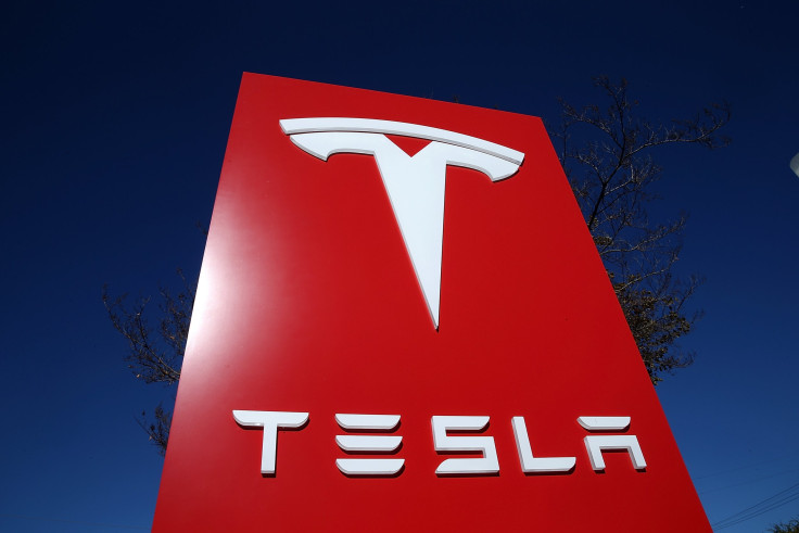 A Tesla sign pictured at a Tesla showroom on Nov. 5, 2013, in Palo Alto, California.