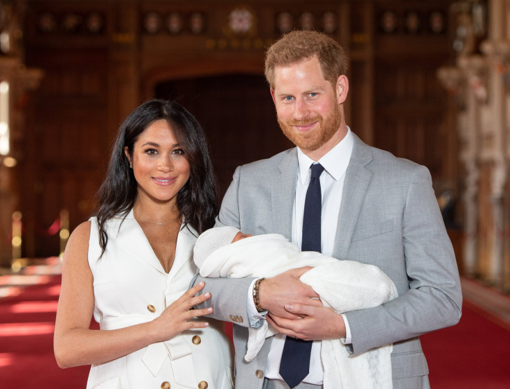 Prince Harry and Meghan Markle are pictured presenting their newborn son, Archie Harrison Mountbatten-Windsor, during a photocall in St. George's Hall at Windsor Castle on May 8, 2019 in Windsor, England.  