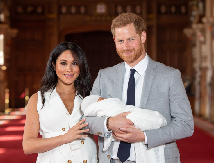 Prince Harry and Meghan Markle are pictured presenting their newborn son, Archie Harrison Mountbatten-Windsor, during a photocall in St. George's Hall at Windsor Castle on May 8, 2019 in Windsor, England.