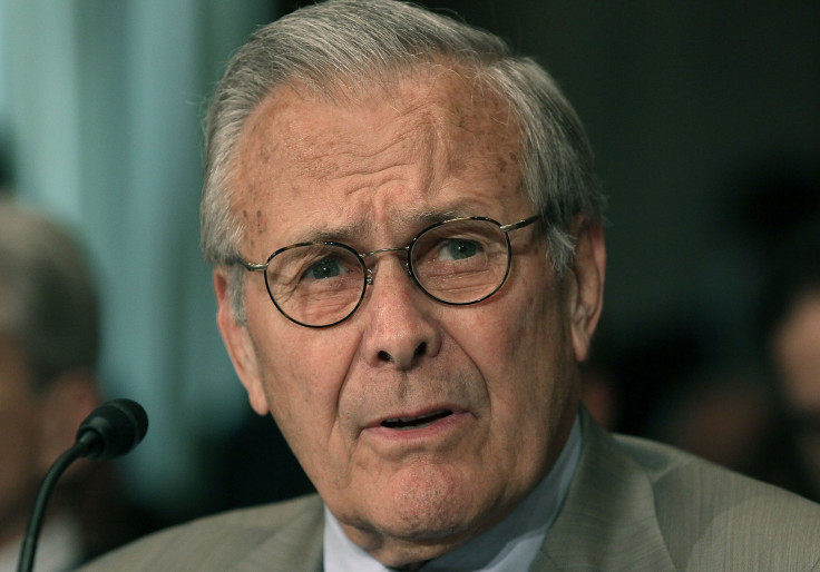 Former Defense Secretary Donald Rumsfeld testifies during a Senate Foreign Relations hearing on Capitol Hill in Washington, D.C., June 14, 2012.