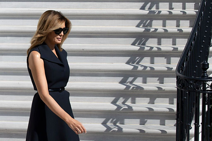 WASHINGTON, DC - OCTOBER 22: First Lady Melania Trump walks to the South Lawn to depart the White House on October 22, 2020 in Washington, DC. President Trump travels to Nashville, Tennessee for the final debate with Democratic presidential nominee Joe Bi