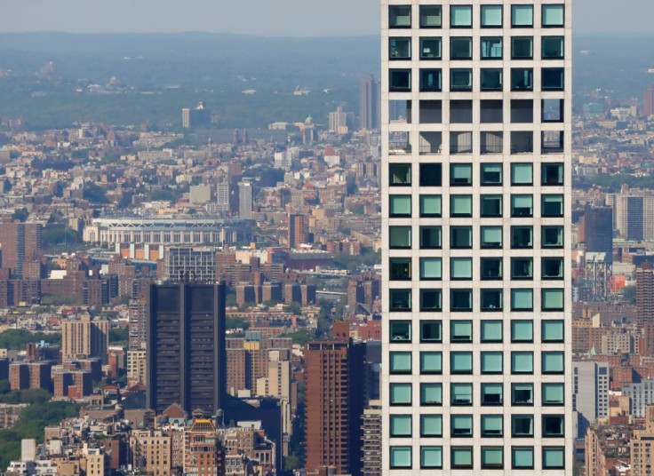 NEW YORK, NY - MAY 14: The view north to 432 Park Avenue and Yankee Stadium in the Bronx from the new SummitOV observation deck under construction at One Vanderbilt on May 14, 2021 in New York City.