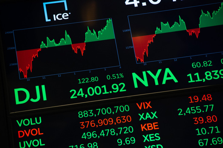 The closing numbers displayed after the closing bell of the Dow Industrial Average at the New York Stock Exchange on January 10, 2019. On Feb. 7 Thursday morning, Dow futures slipped 50 points hinting a negative open. 