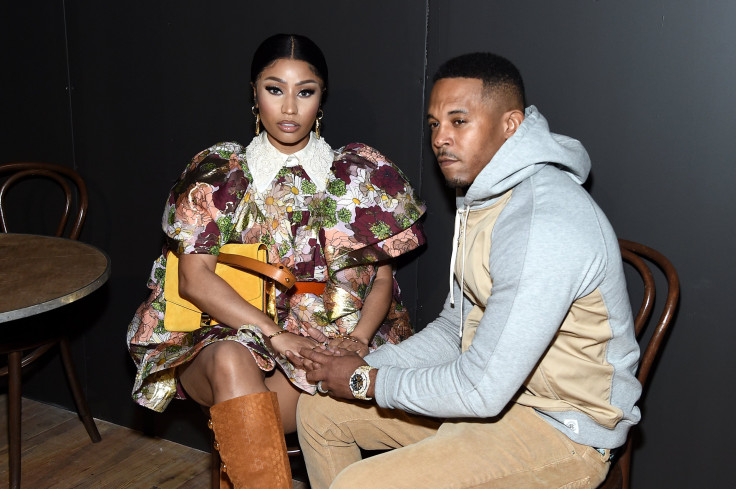 Nicki Minaj and husband Kenneth Petty are pictured at a Marc Jacobs runway show on Feb. 12, 2020 in New York City.