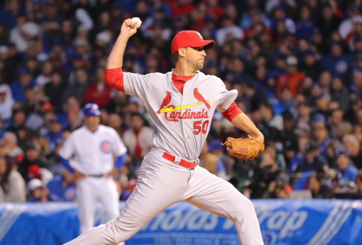 St. Louis Cardinals starting pitcher Adam Wainwright delivered a pitch during the first inning against the Chicago Cubs at Wrigley Field on Sunday night. The Cardinals won 3-0 to officially kick off the 2015 Major League Baseball season.