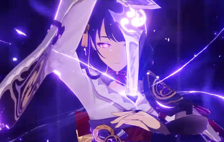 The Raiden Shogun using her Elemental Burst in Genshin Impact