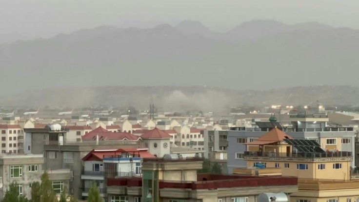 High angle view of Kabul airport after deadly explosions Thursday. The new reported chief of Kabul security, Khalil Ur-Rahman Haqqani, is a wanted terrorist and subject to a $5 million bounty under the U.S. Treasury. 