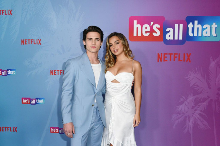 HOLLYWOOD, CALIFORNIA - AUGUST 25: (L-R) Tanner Buchanan and Addison Rae attend "He's All That" Special Screening at NeueHouse Los Angeles on August 25, 2021 in Hollywood, California.
