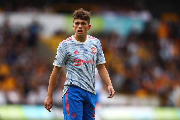 Daniel James of Manchester United in action during the Premier League match between Wolverhampton Wanderers and Manchester United at Molineux on August 29, 2021 in Wolverhampton, England.