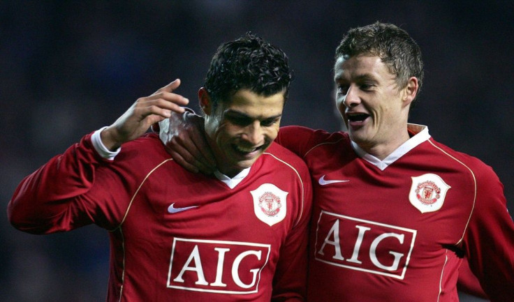 Ole Gunnar Solskjaer (right)lauded Cristiano Ronaldo (left)as the greatest player of all time