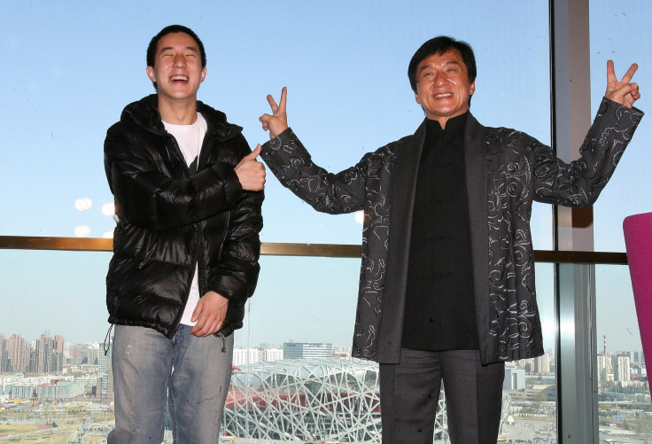 Jaycee Chan (L) with his father, international movie star Jackie Chan. The younger Chan was released from prison early Friday, after serving a six-month sentence on a drugs charge.