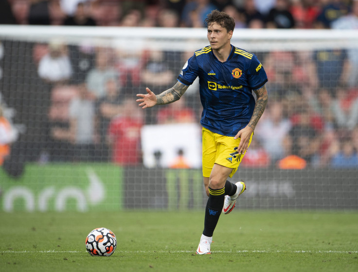 Victor Lindelöf of Manchester United during the Premier League match between Southampton and Manchester United at St Mary's Stadium on August 22, 2021 in Southampton, England.
