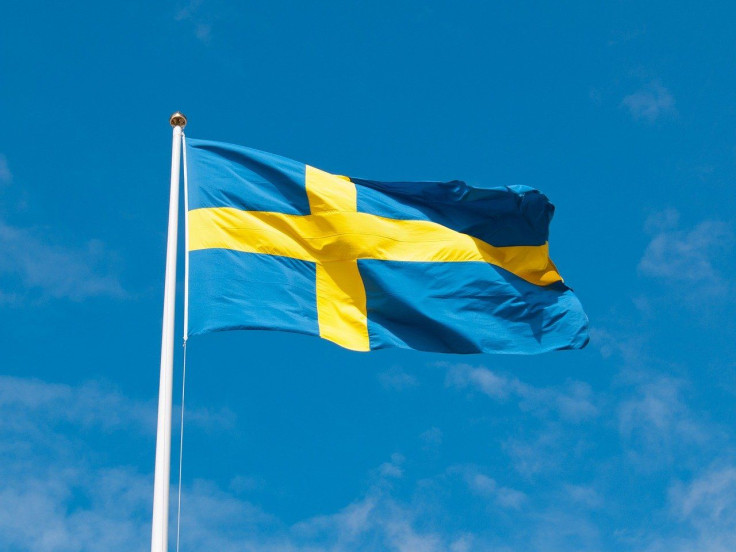The flag of Sweden.