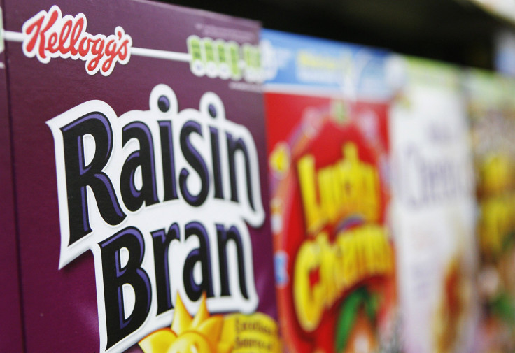 Boxes of Kellogg's cereal are stacked in a supermarket in New York. The company on Wednesday announced it would incorporate climate change into its supply-chain management strategy.