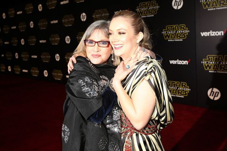 Carrie Fisher's first death anniversary was remembered by her daughter, Billie Lourd. Pictured: Fisher, Lourd  attend the World Premiere of Star Wars: The Force Awakens at the Dolby, El Capitan, and TCL Theatres on Dec. 14, 2015 in Hollywood, California