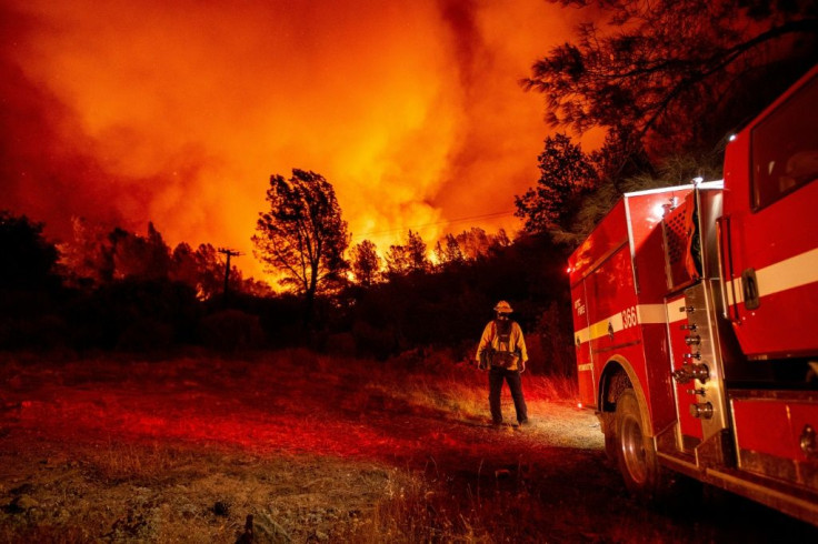 The Alisal Fire in Santa Barbara County has grown to more than 15,000 acres. In photo: Firefighters battling a fire north of Lake Oroville in California in September 2020.