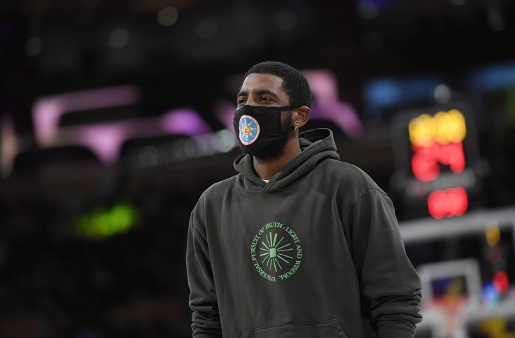 Kyrie Irving #11 of the Brooklyn Nets during a preseason game against the Los Angeles Lakers at Staples Center on October 3, 2021 in Los Angeles, California.