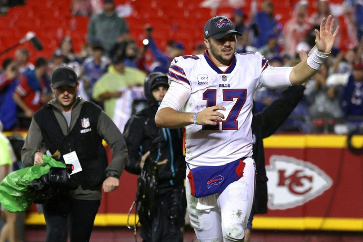 Buffalo quarterback Josh Allen waves to fans after the Bills' 38-20 NFL victory over the Kansas City Chiefs