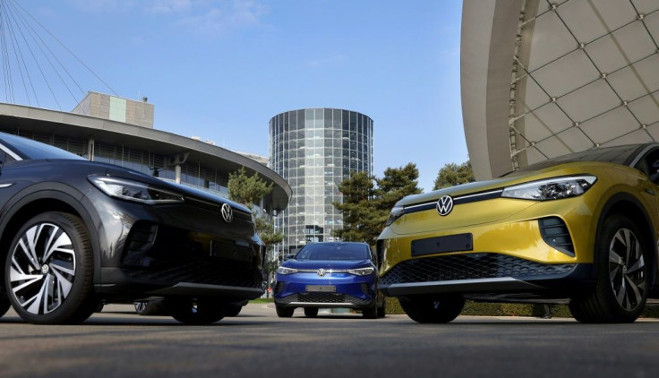 New Volkswagen ID.4 SUV electric cars at its Wolfsburg headquarters earlier this year